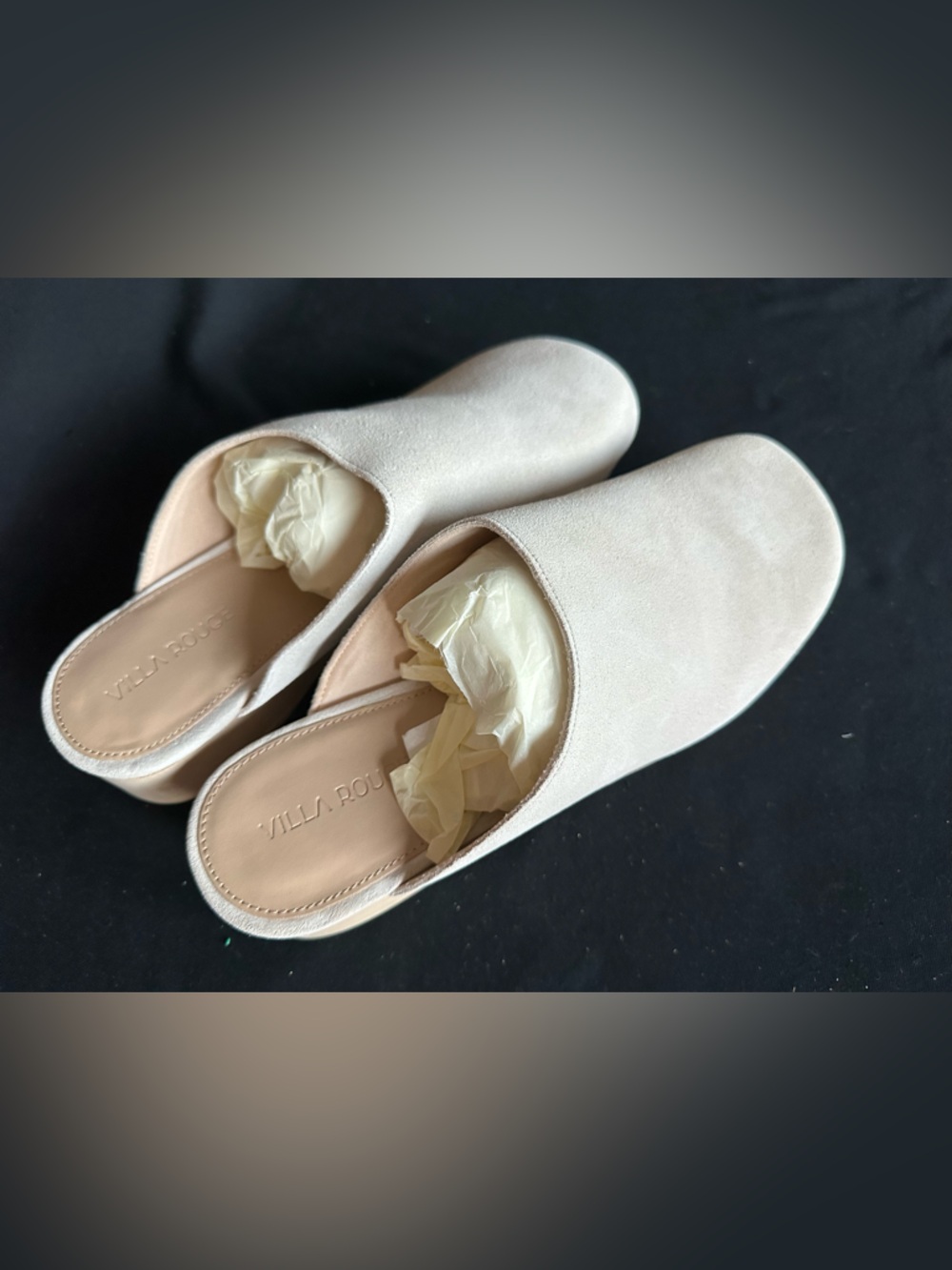Villa Rouge Valencia Minimalist Light Grey mules Suede Slip-On Clog - Picture 3 of 16